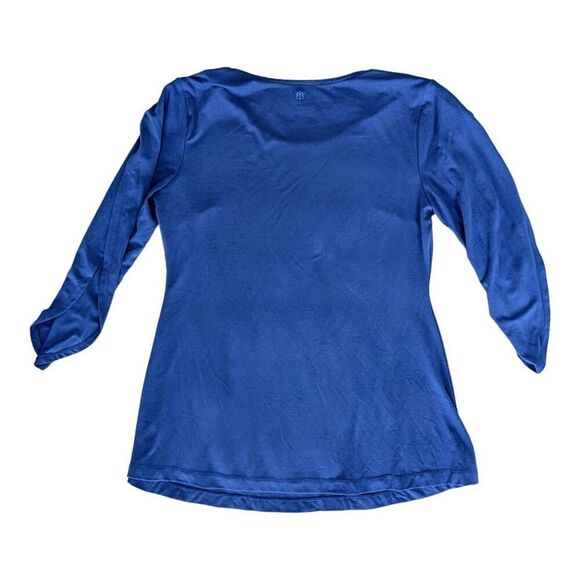 Betabrand Blue Stretchy Long Sleeve Samantha Tunic Top Size Medium Slit Sleeve - Picture 3 of 7